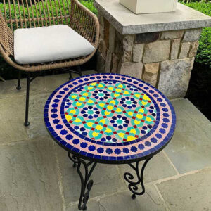Authentic Moroccan Mosaic Table – Handmade Tile Furniture for Garden, Patio, Dining Room