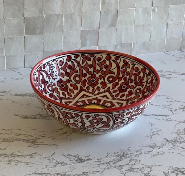 Handcrafted Moroccan Brass Bathroom Sink – Custom Ceramic Vanity Basin with Distinctive Glaze, Elegant Round Vessel for Modern Bathrooms - Image 3