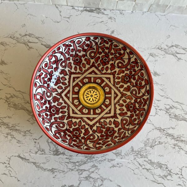 Handcrafted Moroccan Brass Bathroom Sink – Custom Ceramic Vanity Basin with Distinctive Glaze, Elegant Round Vessel for Modern Bathrooms - Image 5